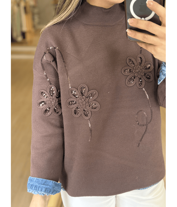 CAMISOLA MALHA LANTEJOULAS