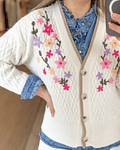 CARDIGÃ MALHA FLORES