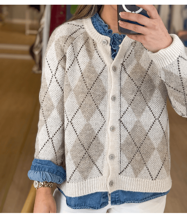 CARDIGÃ MALHA LOSANGOS 