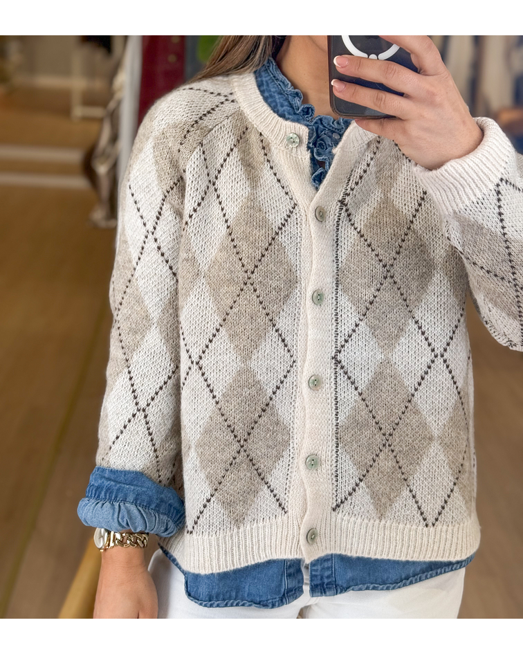 CARDIGÃ MALHA LOSANGOS 