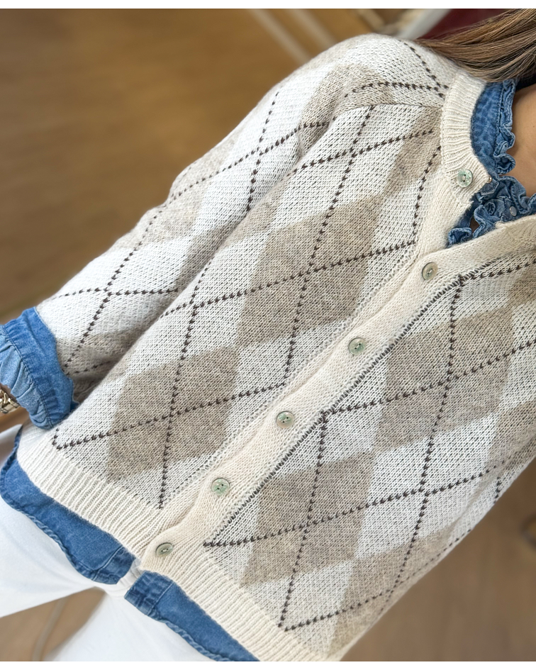 CARDIGÃ MALHA LOSANGOS 