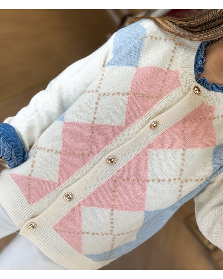 CARDIGÃ MALHA LOSANGOS 