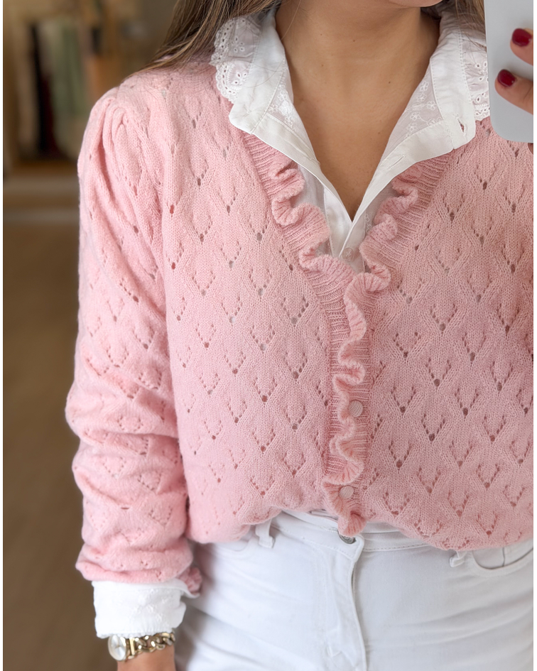 CARDIGÃ MALHA FOLHINHO