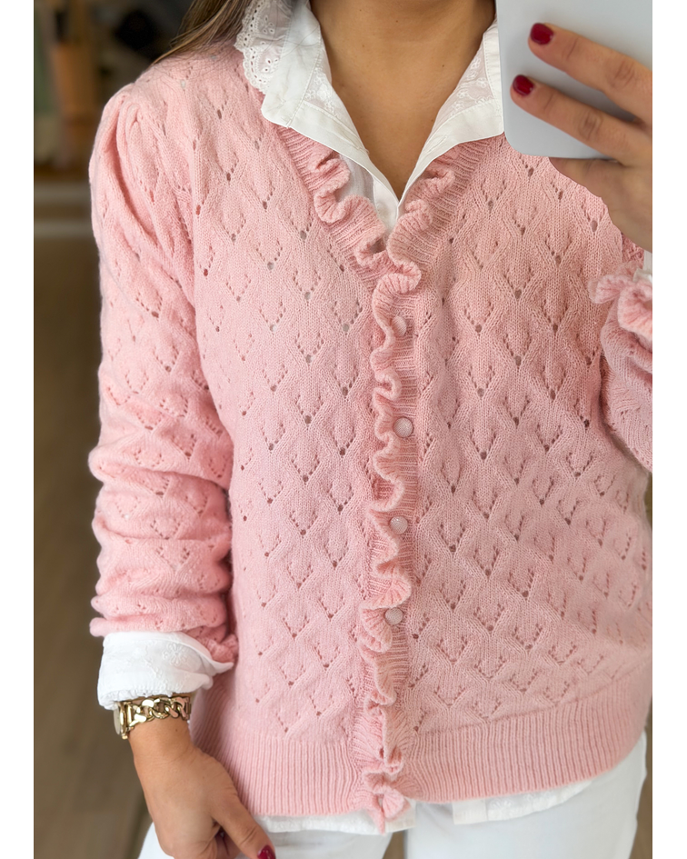 CARDIGÃ MALHA FOLHINHO