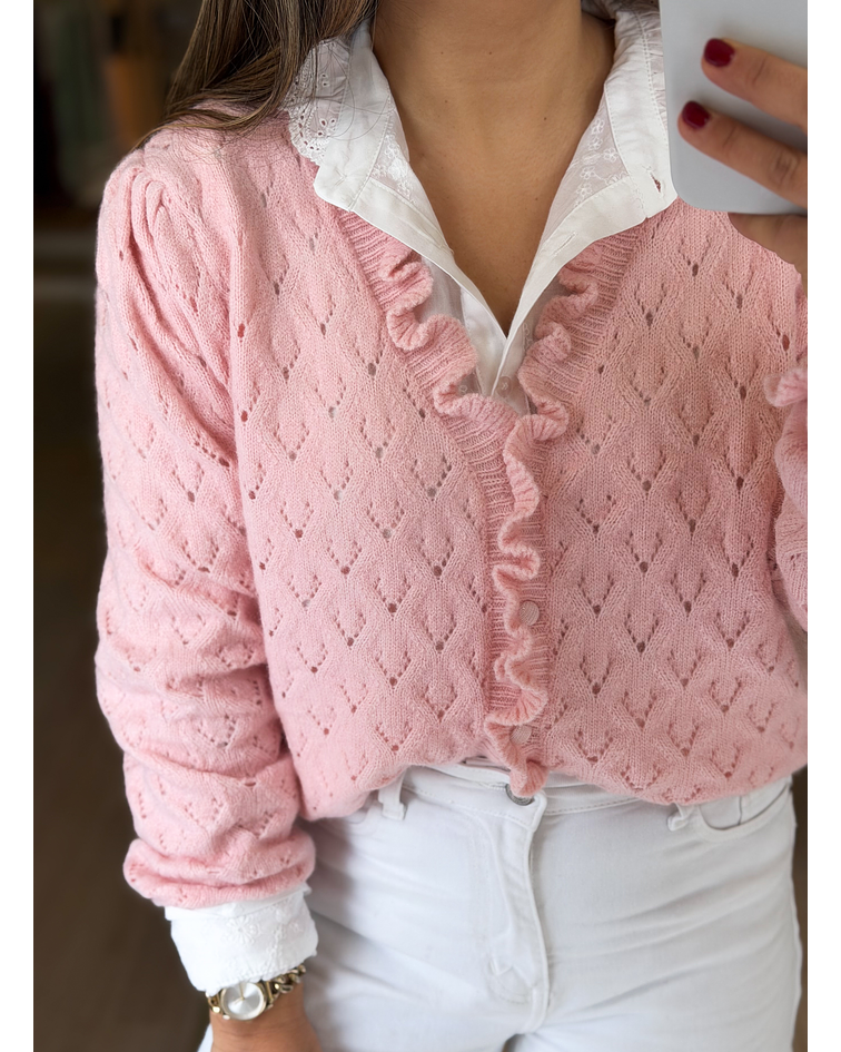 CARDIGÃ MALHA FOLHINHO