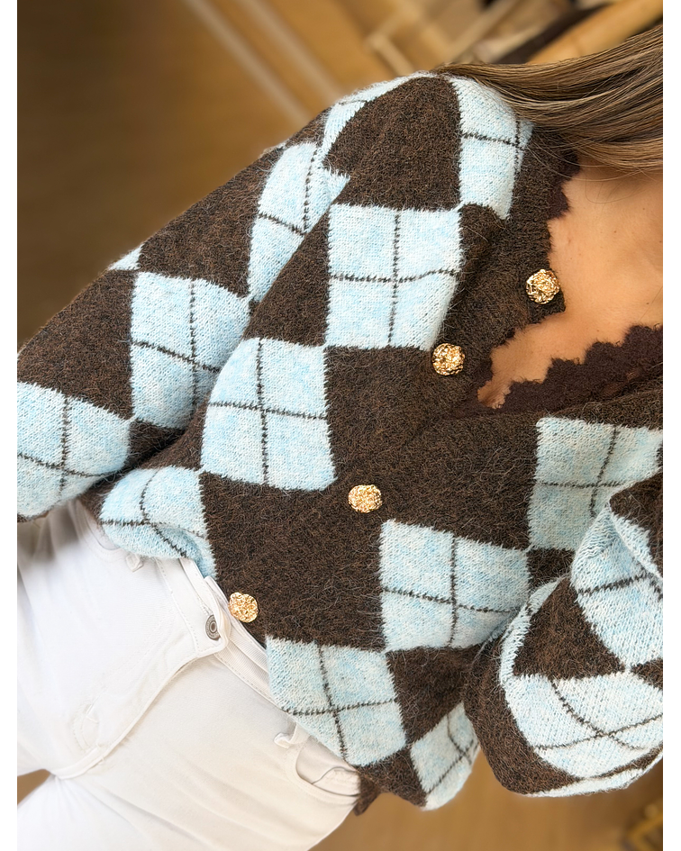 CARDIGA MALHA LOSANGOS