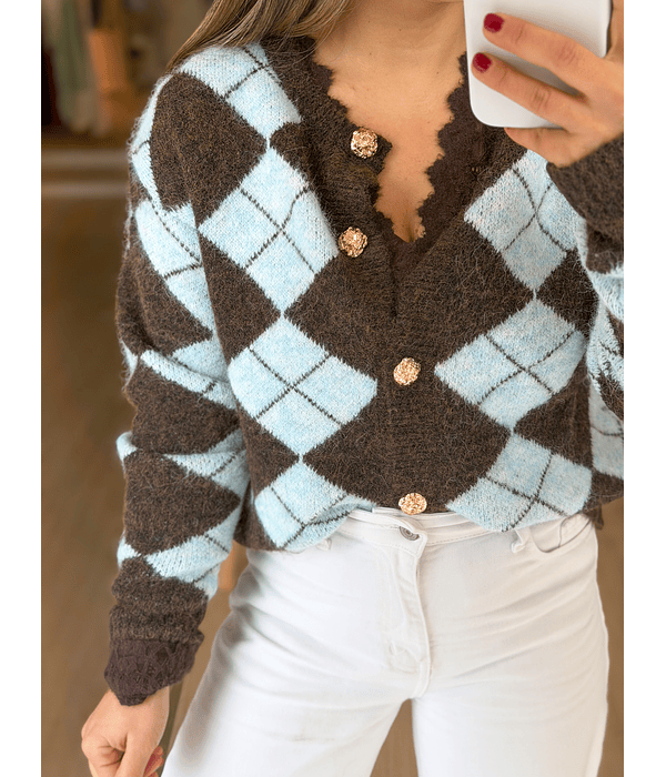 CARDIGA MALHA LOSANGOS