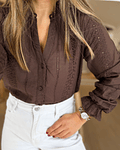 CAMISA BORDADA CASTANHA 