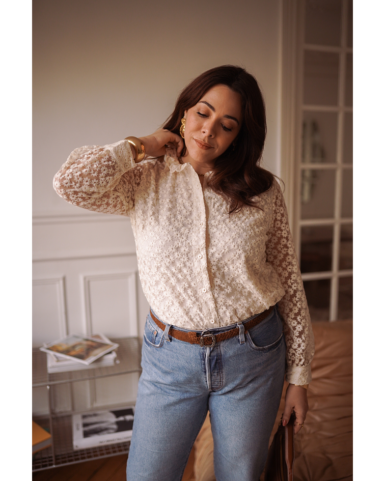 CAMISA RENDADA BEGE