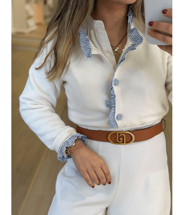 CARDIGÃ MALHA COM FOLHO VICHY