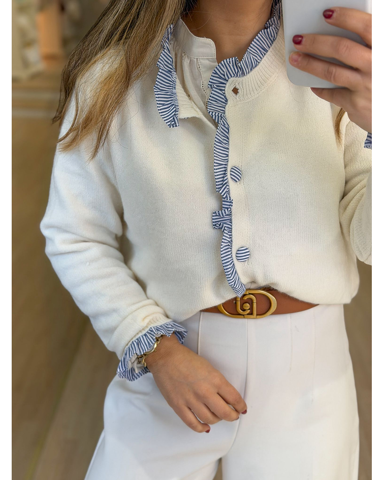 CARDIGÃ MALHA COM FOLHO VICHY