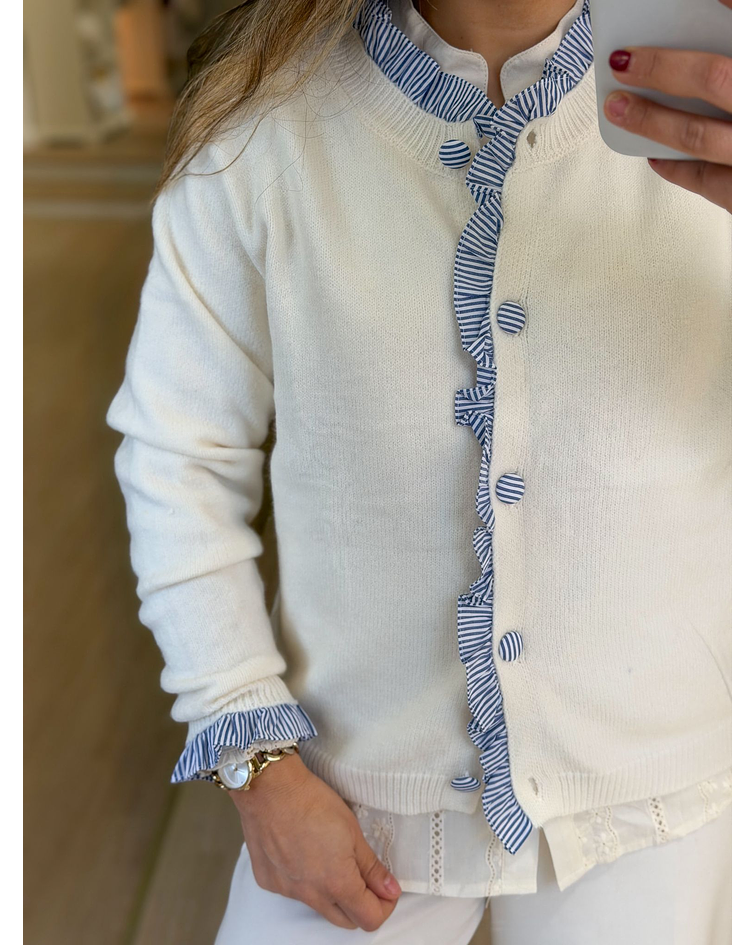 CARDIGÃ MALHA COM FOLHO VICHY