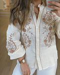 CAMISA BEGE COM BORDADOS 