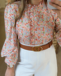 BLUSA FLORAL COM FOLHO