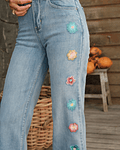 JEANS FLORES BORDADAS
