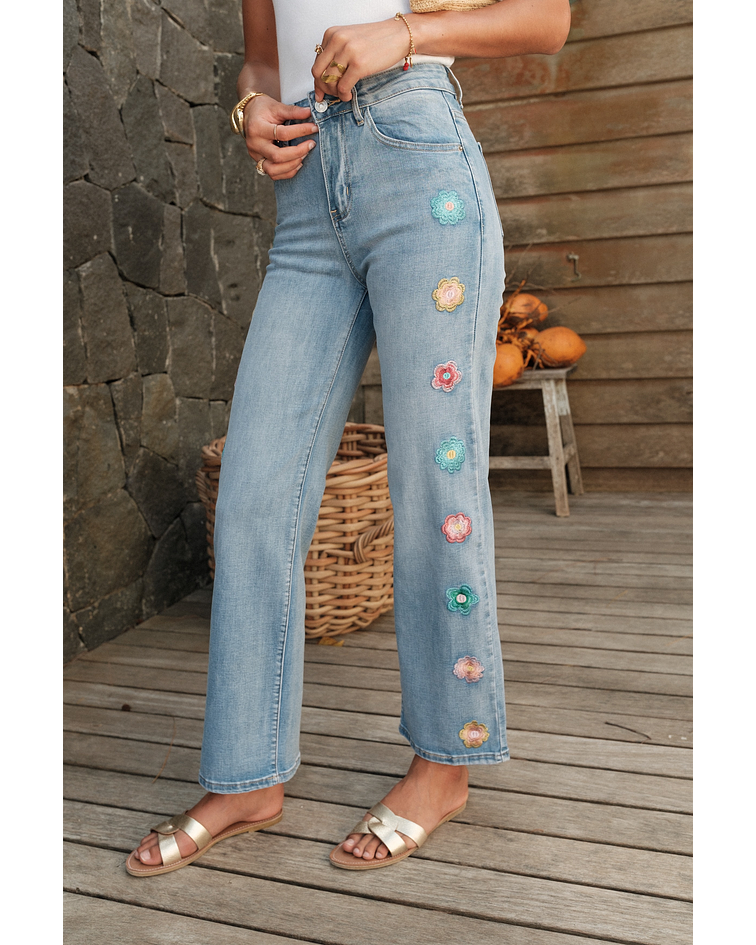 JEANS FLORES BORDADAS