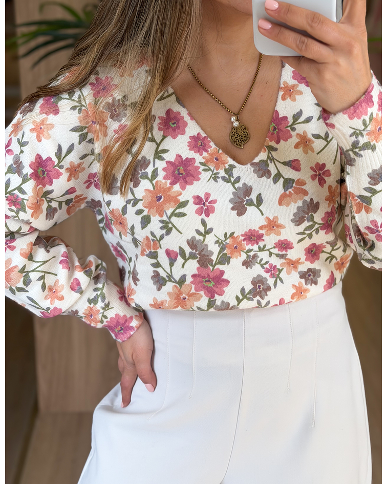 CAMISOLA MALHA COM FLORES 