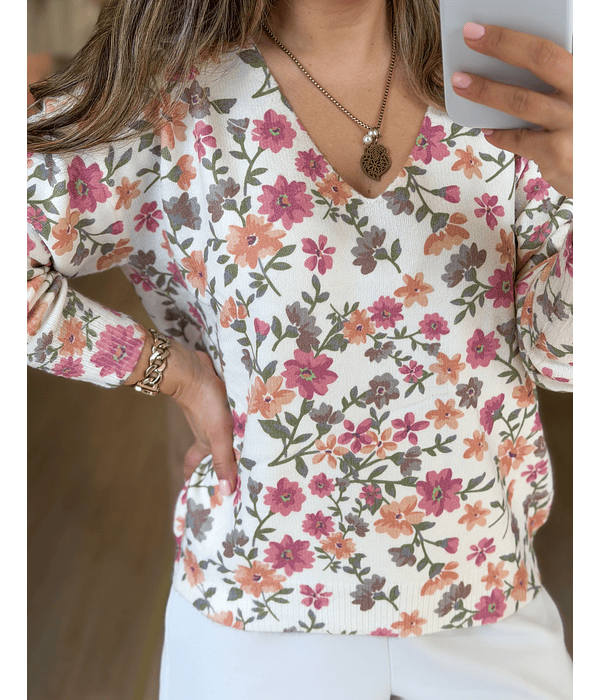 CAMISOLA MALHA COM FLORES 