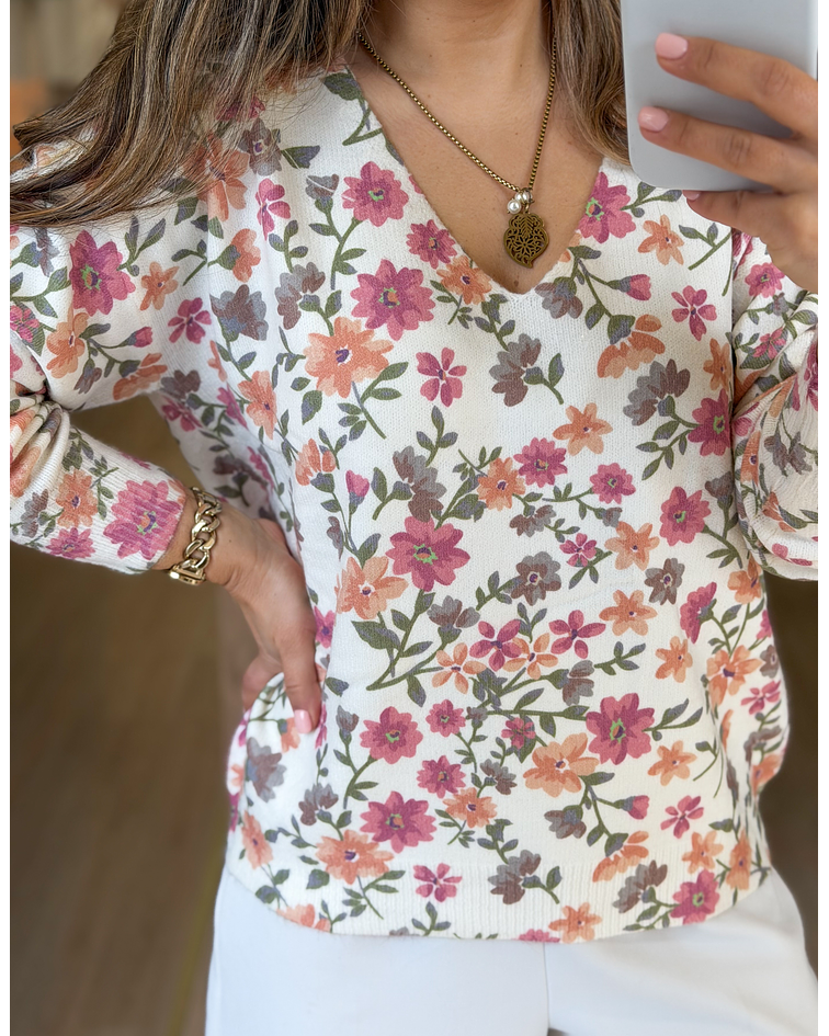 CAMISOLA MALHA COM FLORES 
