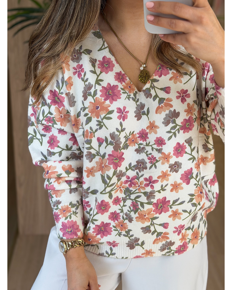 CAMISOLA MALHA COM FLORES 