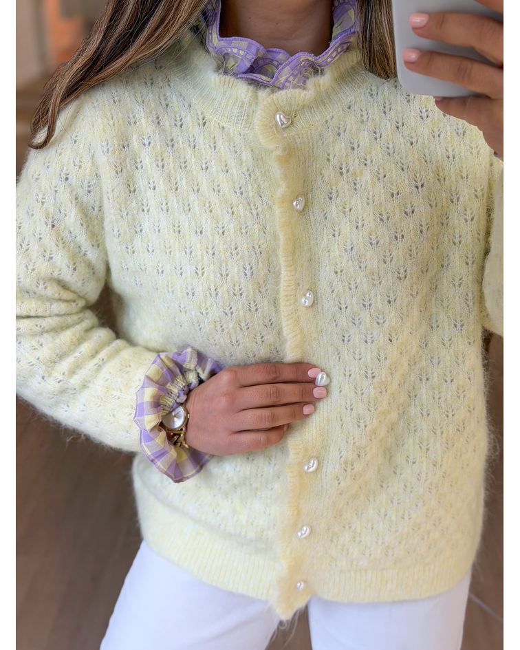 CARDIGÃ MALHA BOTÃO PÉROLA 