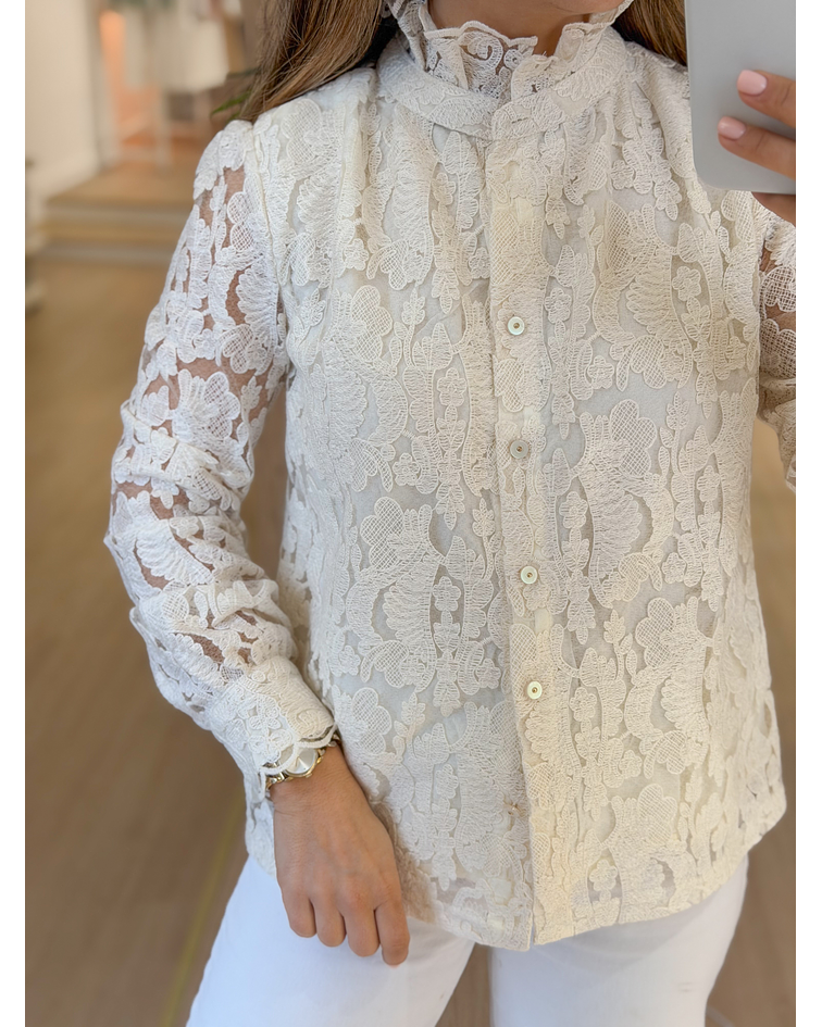 CAMISA RENDADA BEGE