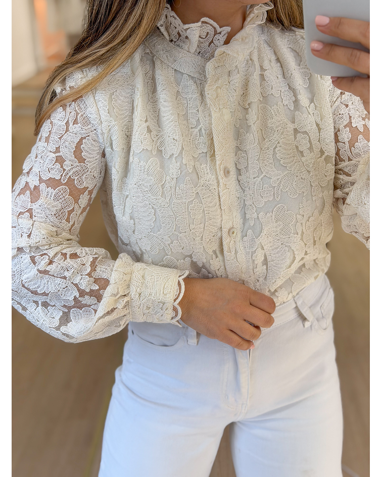 CAMISA RENDADA BEGE