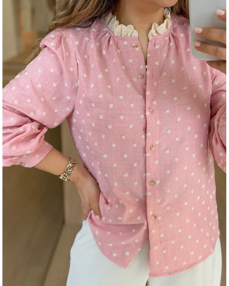 CAMISA ROSA BORDADA