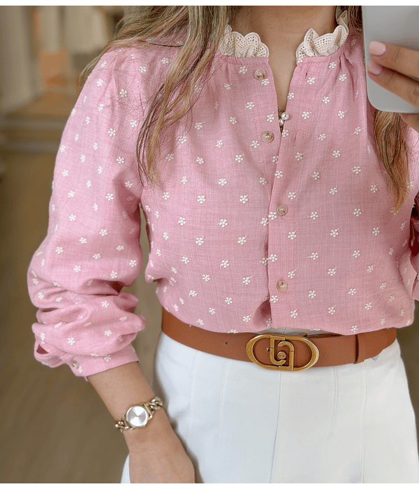 CAMISA ROSA BORDADA