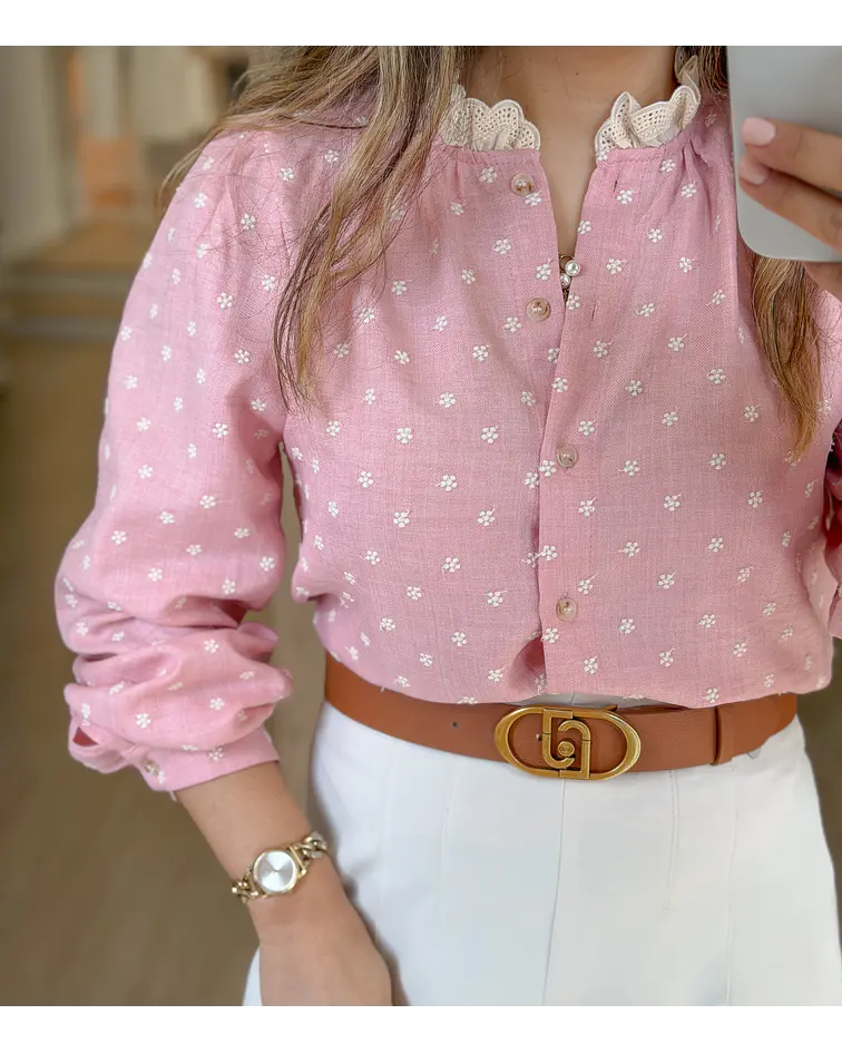 CAMISA ROSA BORDADA