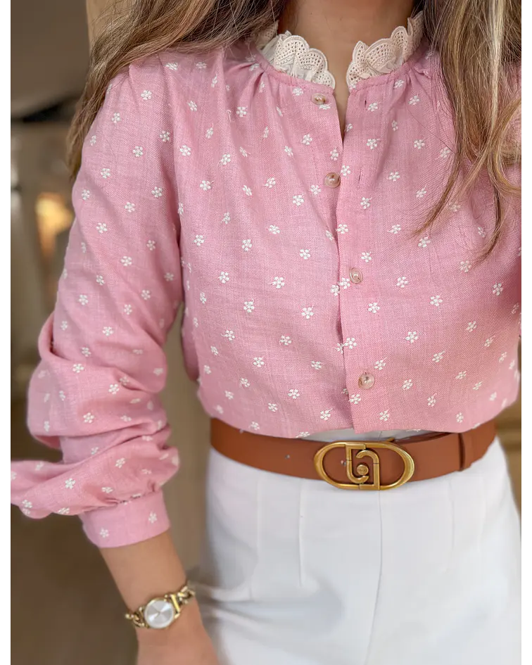CAMISA ROSA BORDADA
