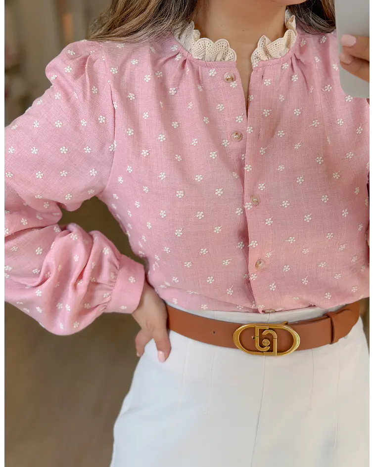 CAMISA ROSA BORDADA