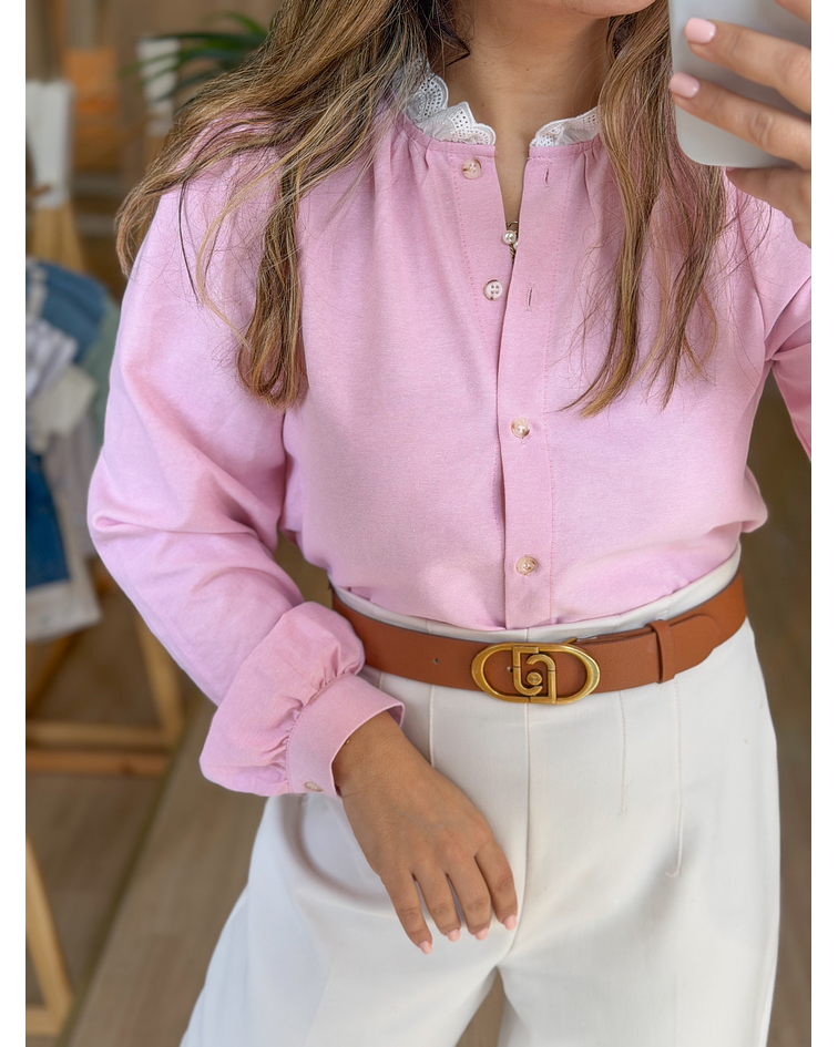 CAMISA ROSA BORDADA 
