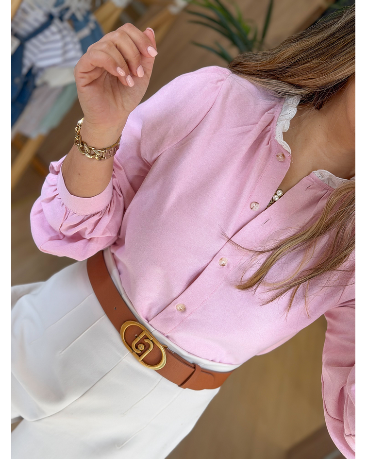 CAMISA ROSA BORDADA 