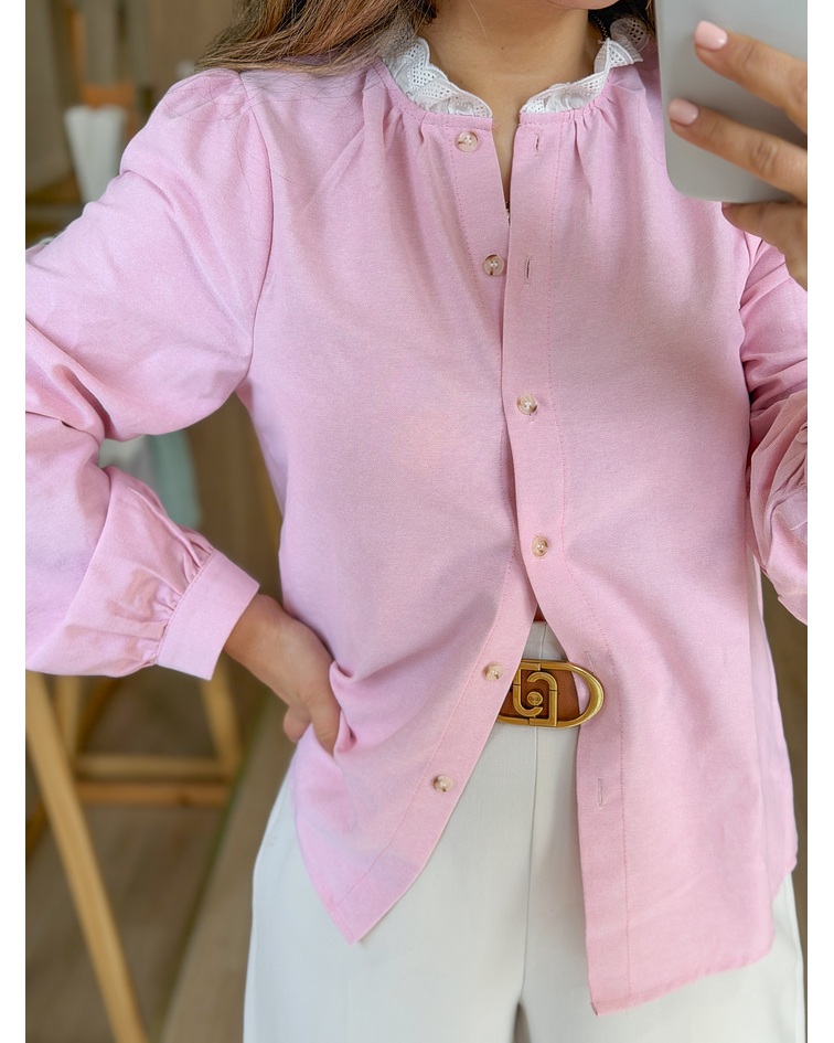 CAMISA ROSA BORDADA 