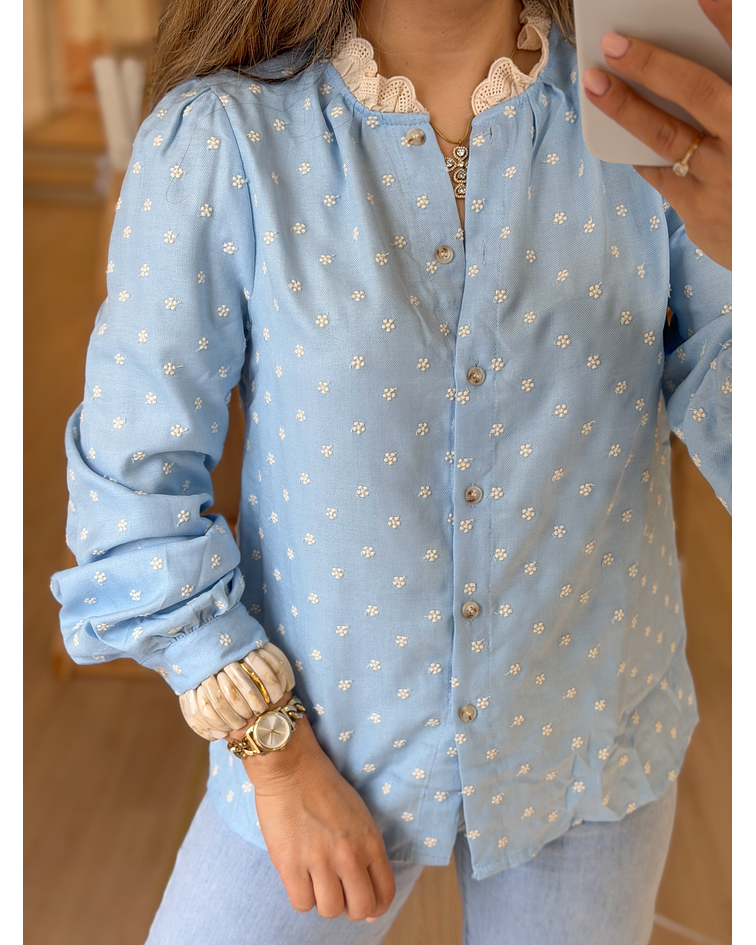 CAMISA AZUL BORDADA