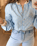 CAMISA AZUL BORDADA