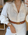 CAMISA BORDADA BEGE