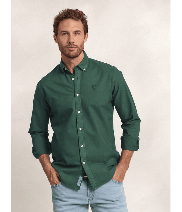 Camisa Garment Dyed | Verde Egeu