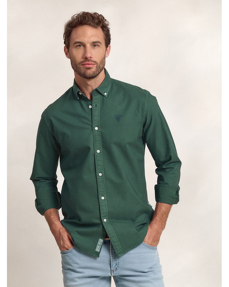 Camisa Garment Dyed | Verde Egeu