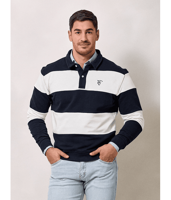 Sweatshirt Polo listrado | Azul Marinho