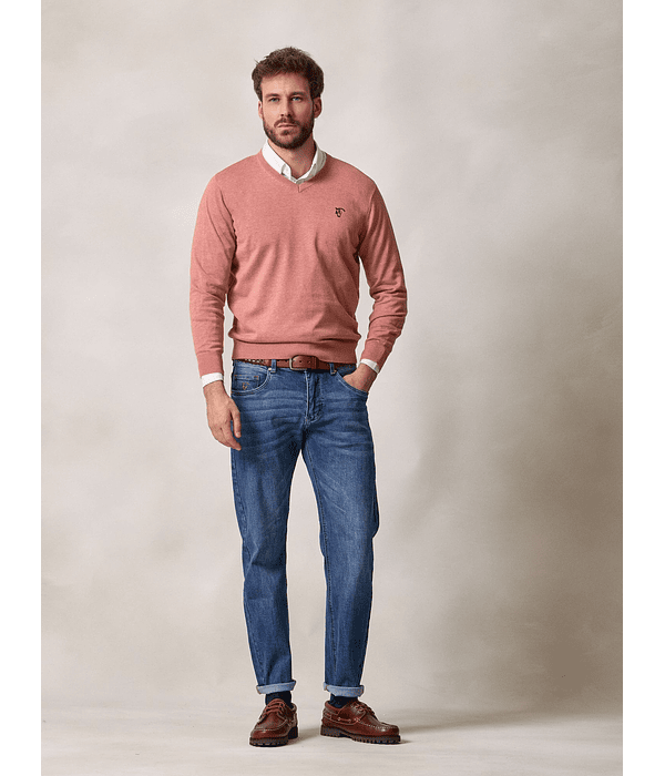 Suéter decote em V | Coral