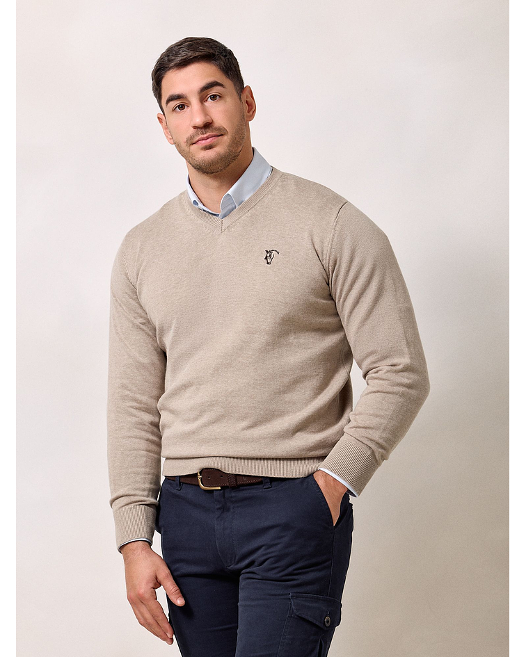 Suéter decote em V | Pedra