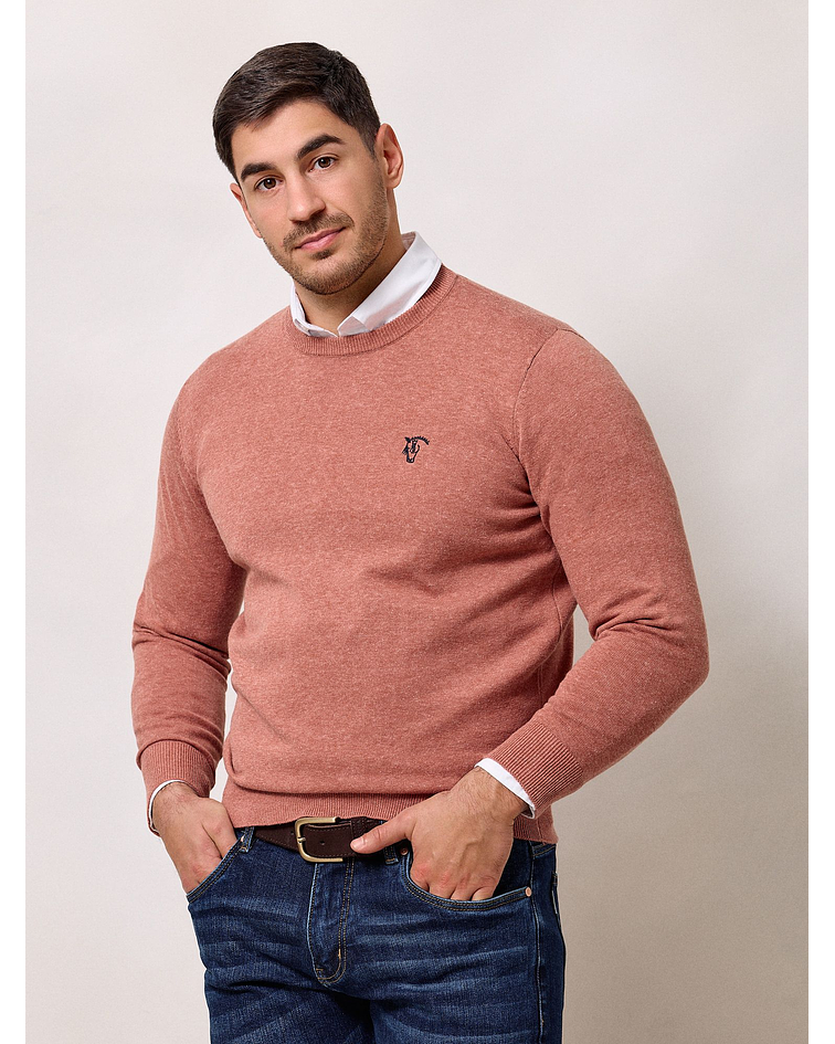 Suéter de gola redonda | Terracota