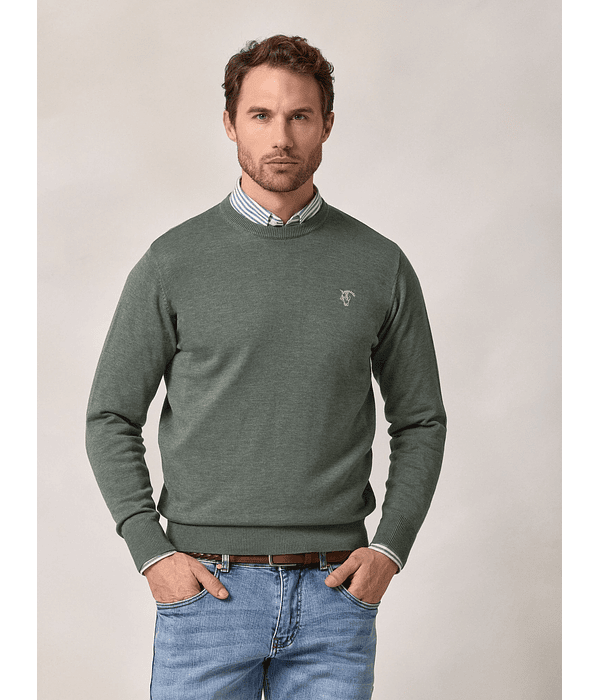 Suéter de gola redonda | Cáqui