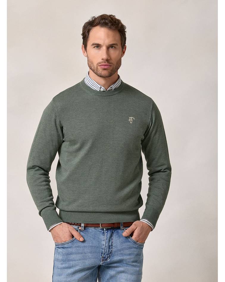 Suéter de gola redonda | Cáqui