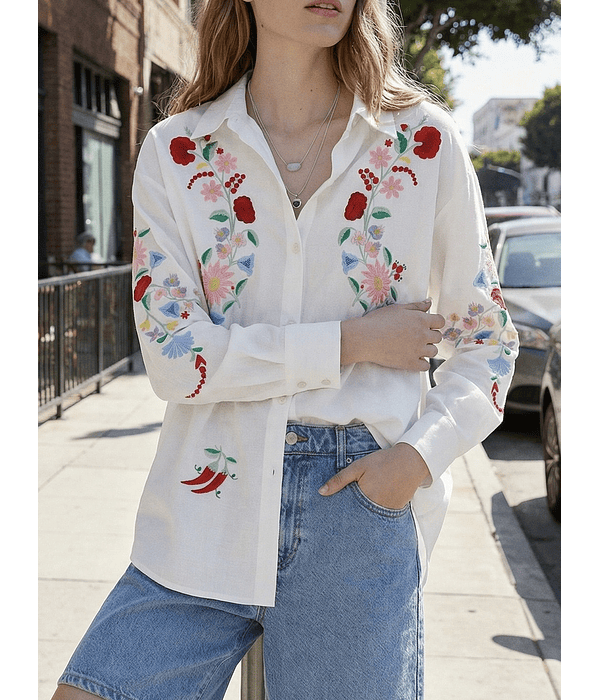 CAMISA BORDADA BRANCA 