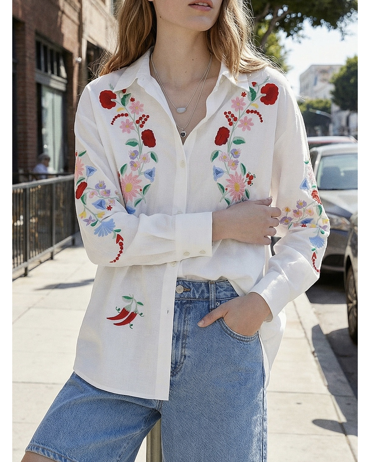 CAMISA BORDADA BRANCA 