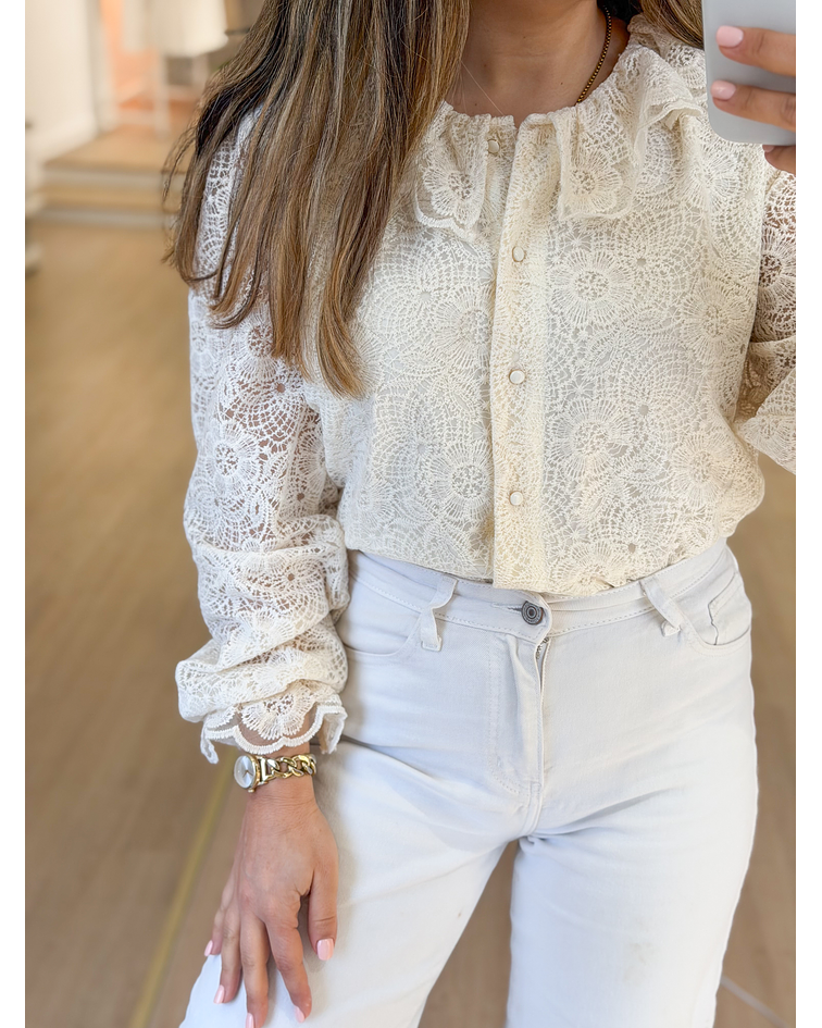 CAMISA RENDADA BEGE 