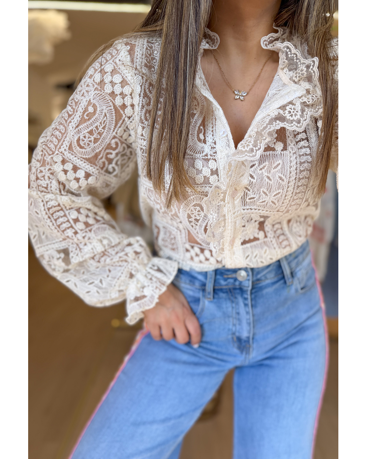 CAMISA RENDADA BEGE